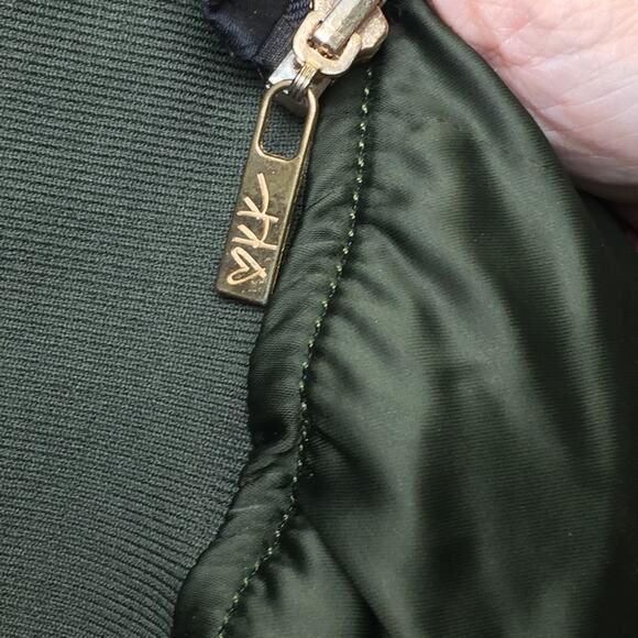 Express x Karlie Kloss Collab Reversible Gray & Army Green Bomber Jacket Small - Picture 8 of 9